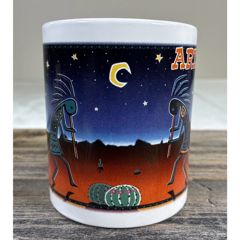 Arizona Kokopelli Souvenir Mug Vintage Navajo 1990’s Southwestern EUC Geometric - Picture 6 of 11